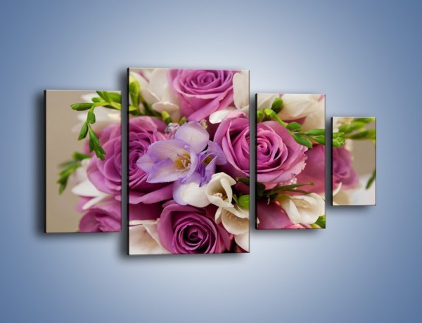 Obraz na płótnie – Piękna wiązanka z lila róż – czteroczęściowy K034W4