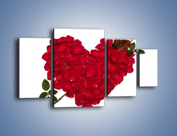 Obraz na płótnie – Różane serce dla ukochanej – czteroczęściowy K042W4