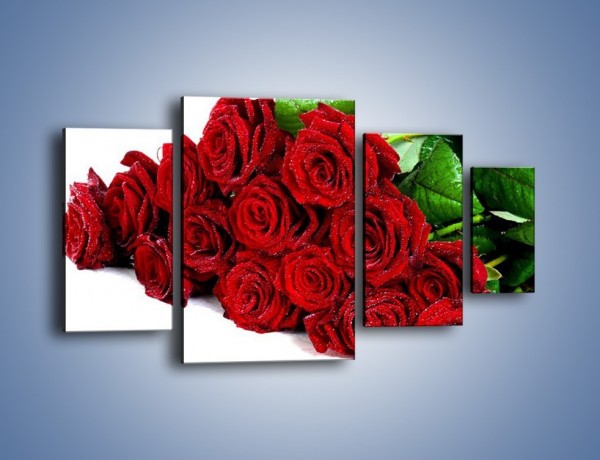 Obraz na płótnie – Oszronione czerwone róże – czteroczęściowy K047W4