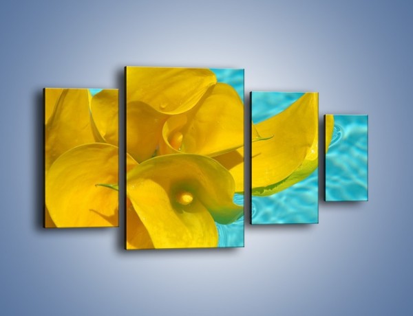 Obraz na płótnie – Żółte kalie na wodzie – czteroczęściowy K082W4
