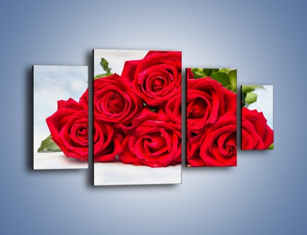 Obraz na płótnie – Czerwone róże bez kolców – czteroczęściowy K1021W4