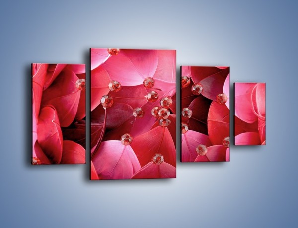 Obraz na płótnie – Koraliki wśród kwiatowych piór – czteroczęściowy K134W4
