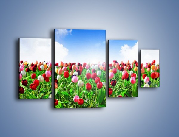 Obraz na płótnie – Droga do nieba z tulipanami – czteroczęściowy K219W4