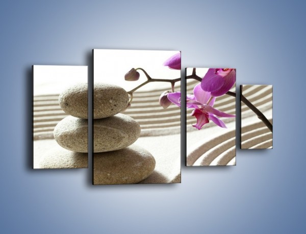 Obraz na płótnie – Kamień piasek i kwiat – czteroczęściowy K435W4