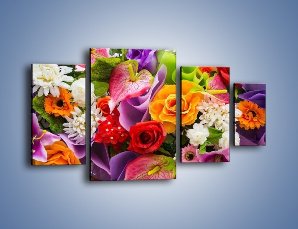 Obraz na płótnie – Kwiaty w kolorze tęczy – czteroczęściowy K462W4