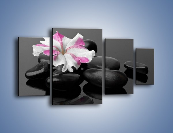 Obraz na płótnie – Czarna tafla z kwiatem – czteroczęściowy K520W4
