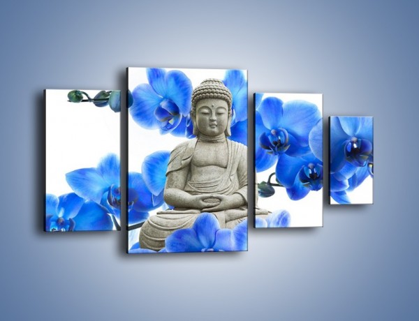 Obraz na płótnie – Niebieskie storczyki lubią buddę – czteroczęściowy K600W4