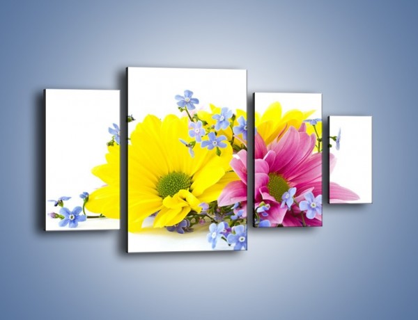 Obraz na płótnie – Niezapominajki wśród kwiatów – czteroczęściowy K604W4
