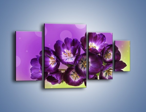 Obraz na płótnie – Fioletowe kwiaty w powietrzu – czteroczęściowy K630W4