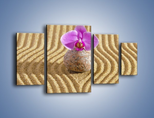 Obraz na płótnie – Struktura piasku z kwiatem – czteroczęściowy K637W4