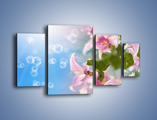 Obraz na płótnie – Mydlane bańki nad kwiatami – czteroczęściowy K669W4