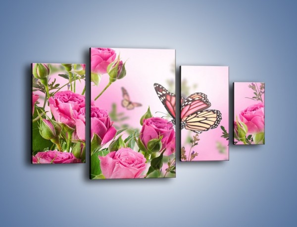 Obraz na płótnie – Motyle różowe jak kwiaty – czteroczęściowy K741W4