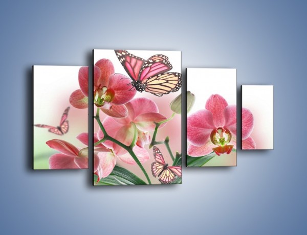 Obraz na płótnie – Różowy motyl czy kwiat – czteroczęściowy K786W4