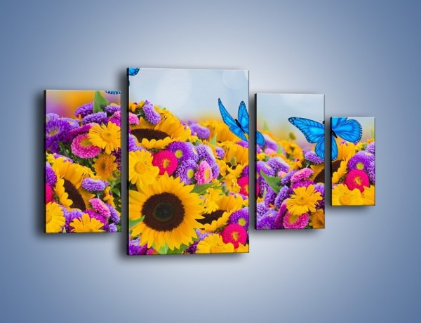 Obraz na płótnie – Bajka o kwiatach i motylach – czteroczęściowy K794W4