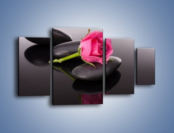 Obraz na płótnie – Ścięta róża na czarnej tafli – czteroczęściowy K832W4
