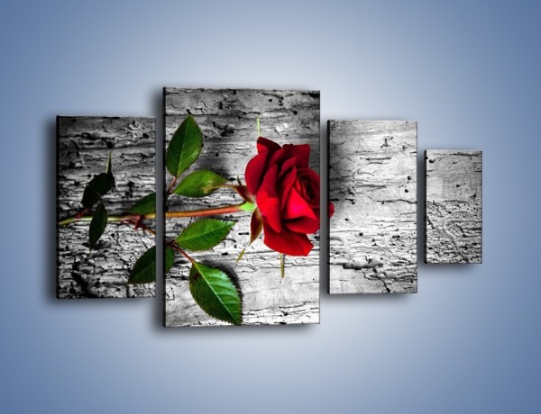 Obraz na płótnie – Róża na surowym tle – czteroczęściowy K843W4