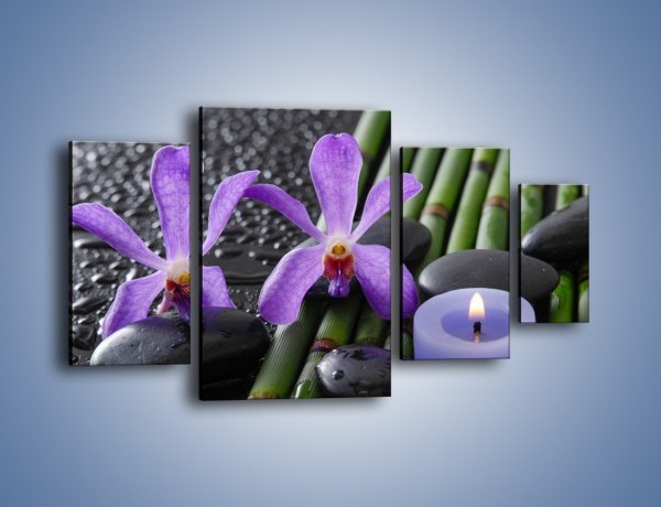 Obraz na płótnie – Mokre fiolety i kwiaty – czteroczęściowy K880W4