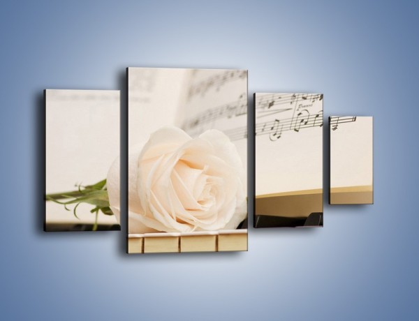 Obraz na płótnie – Fortepian z białą różą – czteroczęściowy K908W4