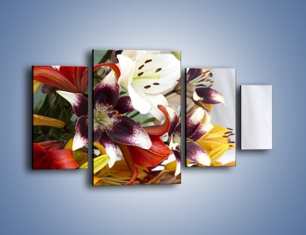 Obraz na płótnie – Wiązanka z samych lilii – czteroczęściowy K945W4