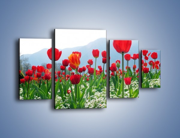Obraz na płótnie – Konwalie wśród dojrzałych tulipanów – czteroczęściowy K947W4