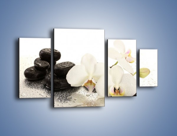Obraz na płótnie – Mokre kwiaty i kamienie – czteroczęściowy K986W4
