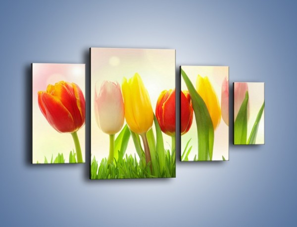 Obraz na płótnie – Sześć małych tulipanków – czteroczęściowy K996W4