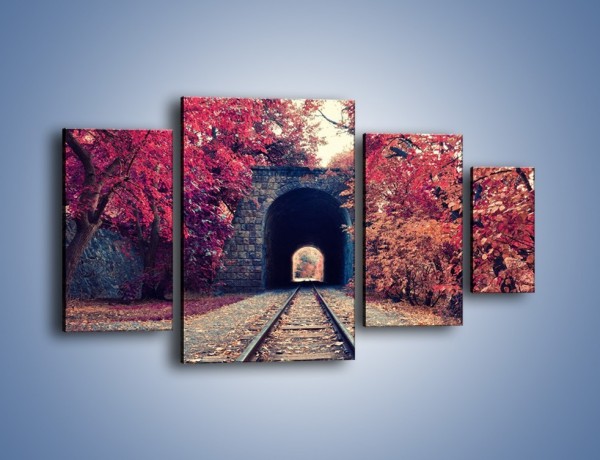 Obraz na płótnie – Pociągiem przez jesień – czteroczęściowy KN1023W4