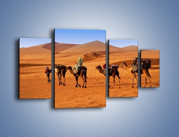 Obraz na płótnie – Idą wielbłądy przez pustynię – czteroczęściowy KN1237AW4
