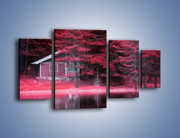 Obraz na płótnie – Kolor purpury w lesie – czteroczęściowy KN1266AW4
