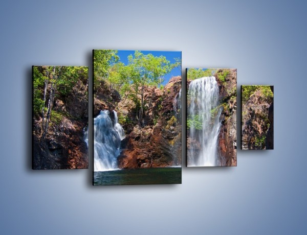 Obraz na płótnie – Wodospad duży i mały – czteroczęściowy KN210W4