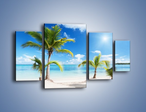 Obraz na płótnie – Palmy na pustej plaży – czteroczęściowy KN245W4