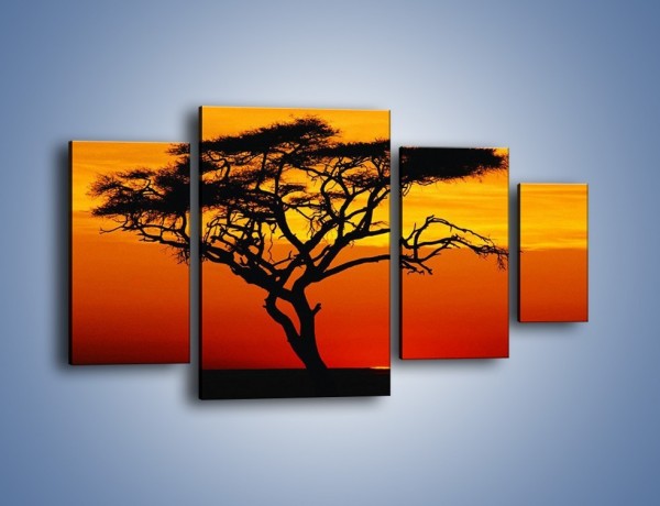 Obraz na płótnie – Zachód słońca i drzewo – czteroczęściowy KN307W4