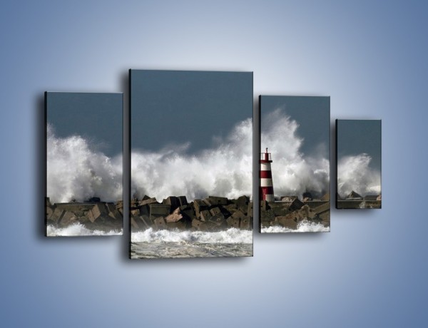 Obraz na płótnie – Latarnia morska w sztormie – czteroczęściowy KN626W4
