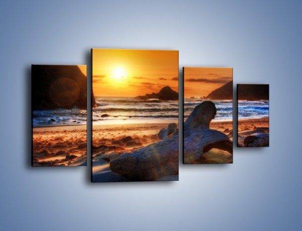 Obraz na płótnie – Urok plaży o zachodzie słońca – czteroczęściowy KN757W4