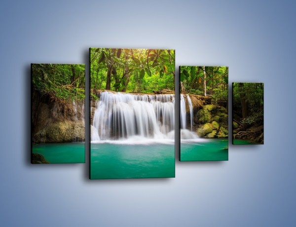 Obraz na płótnie – Piękno leśnego wodospadu – czteroczęściowy KN894W4