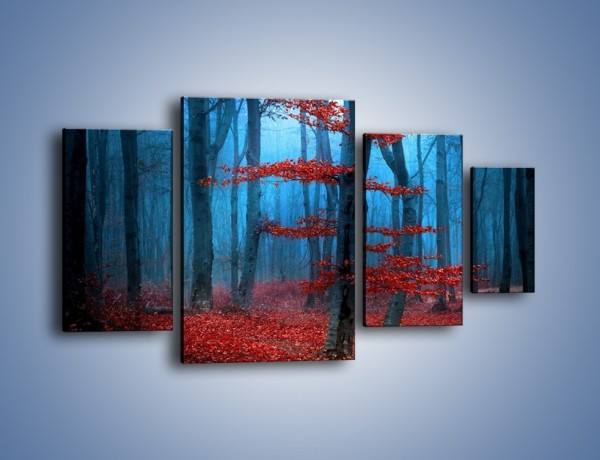 Obraz na płótnie – Czerwień w lesie – czteroczęściowy KN897W4