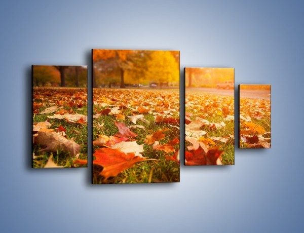 Obraz na płótnie – Jesień na trawie – czteroczęściowy KN966W4