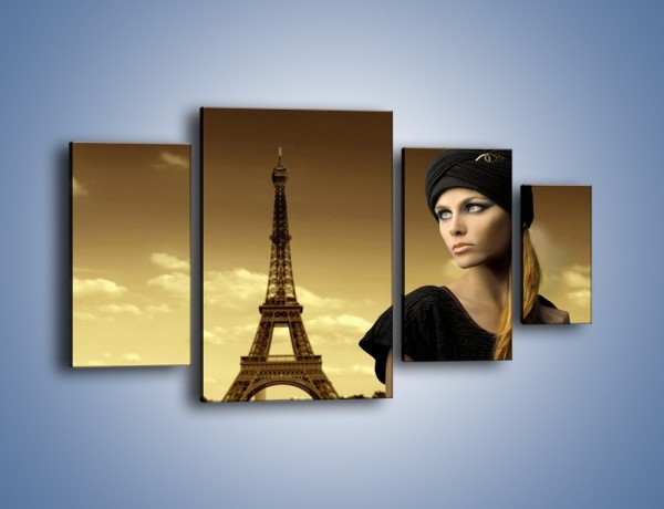 Obraz na płótnie – Czarna dama w paryżu – czteroczęściowy L114W4