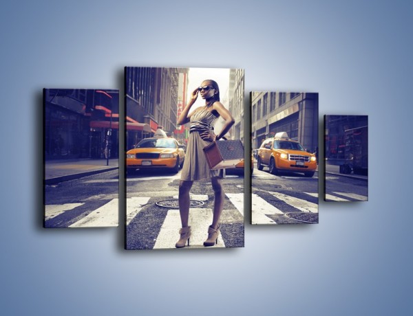 Obraz na płótnie – Pani i nowojorski styl – czteroczęściowy L246W4