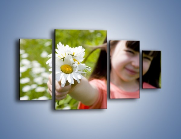 Obraz na płótnie – Kwiatki od małej dziewczynki – czteroczęściowy L255W4