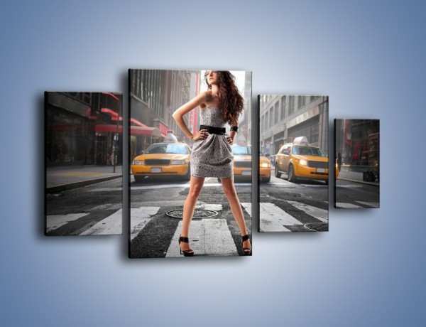Obraz na płótnie – Kobieta czy taksówki – czteroczęściowy L274W4