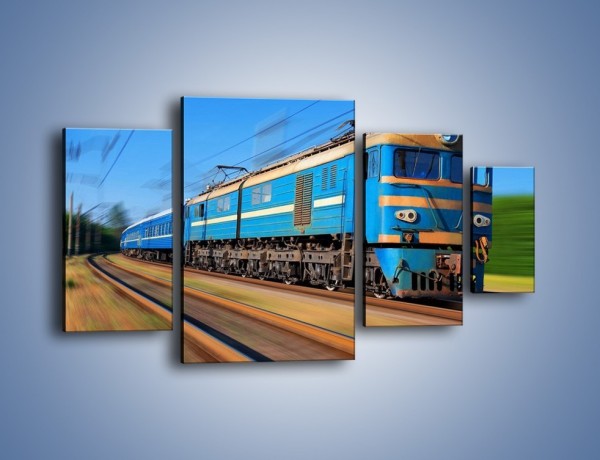 Obraz na płótnie – Pociąg pasażerski w ruchu – czteroczęściowy TM023W4