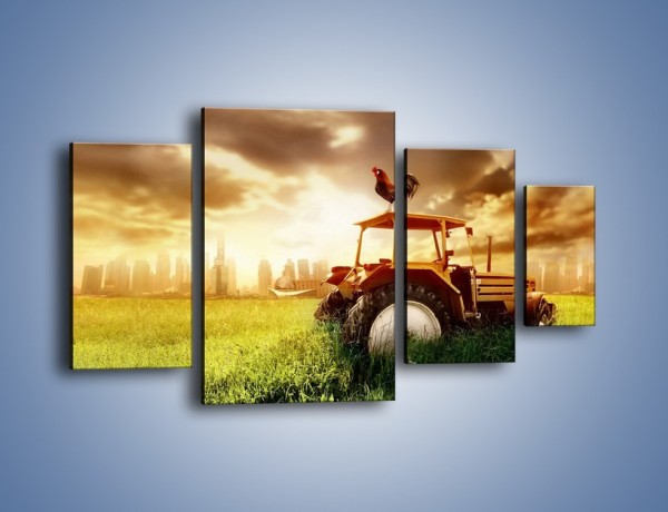 Obraz na płótnie – Traktor w trawie – czteroczęściowy TM031W4