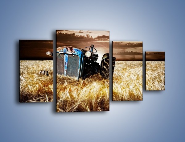Obraz na płótnie – Stary traktor w polu pszenicy – czteroczęściowy TM033W4