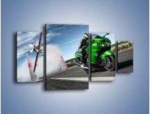 Obraz na płótnie – Kawasaki Ninja ZX-14 i samolot – czteroczęściowy TM093W4