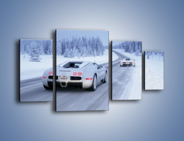 Obraz na płótnie – Bugatti Veyron w śniegu – czteroczęściowy TM134W4