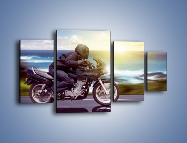 Obraz na płótnie – Jazda motocyklem o wschodzie słońca – czteroczęściowy TM147W4