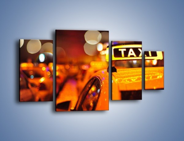Obraz na płótnie – Taksówka w deszczu – czteroczęściowy TM218W4