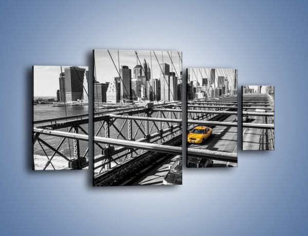 Obraz na płótnie – Taksówka na nowojorskim moście – czteroczęściowy TM224W4