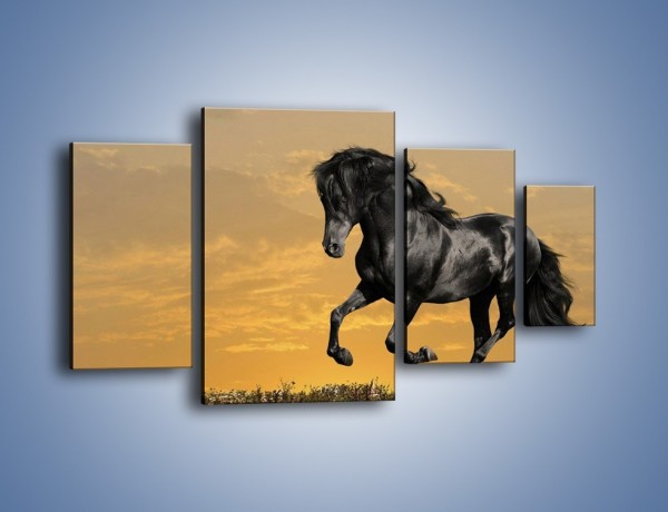 Obraz na płótnie – Bieg z koniem po polanie – czteroczęściowy Z057W4